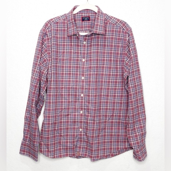 UNTUCKit Men's Azienda Slim Fit Button Front Shirt Navy/Pink Plaid Cotton Large - Picture 1 of 8